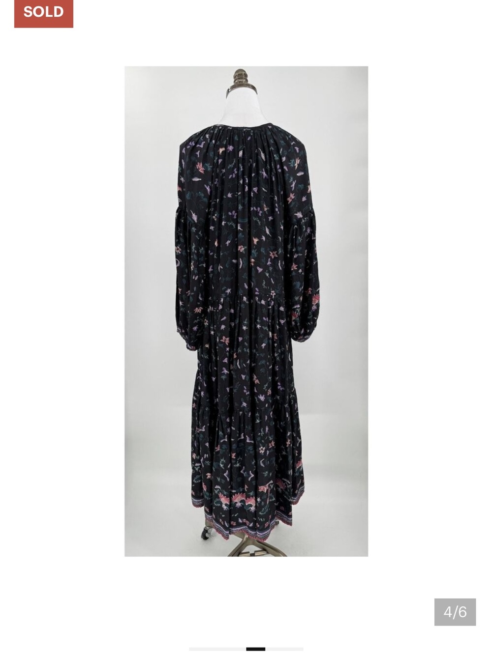 Natalie Martin Black Floral Tie-Neck Midi Dress - Picture 3 of 5